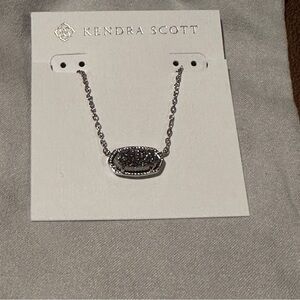 KENDRA SCOTT | ELISA SILVER EXTENDED LENGTH PENDANT NECKLACE IN PLATINUM DRUSY